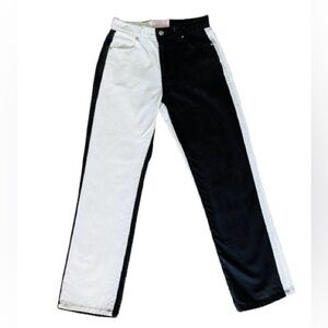 👖🛹 REVICE Denim Yin Yang Two-Tone Jeans | Black + White Split | Women’s Sz‎ 27